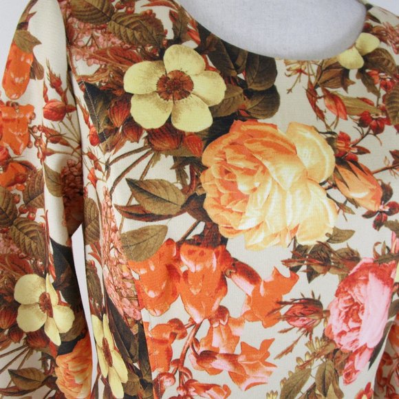 SOLDTalbots Golden Orange Autumn Floral Sheath Dress 8 - Picture 5 of 10